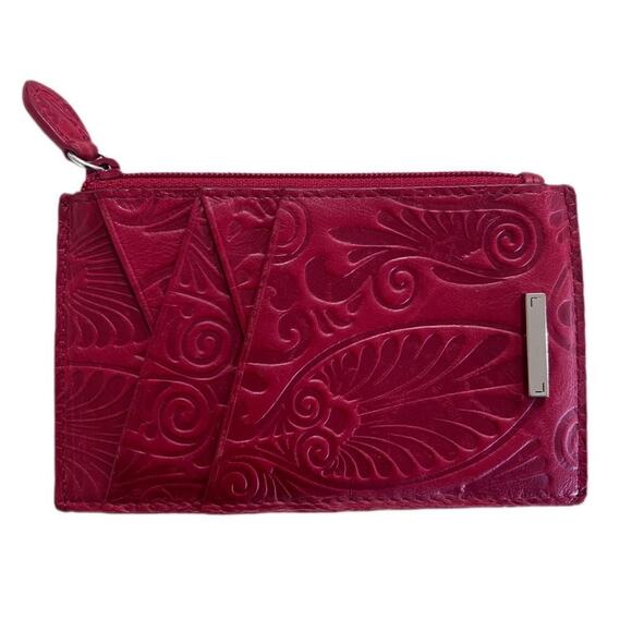 LODIS - Raspberry Embossed Card Holder/Coin Purse - Picture 1 of 9
